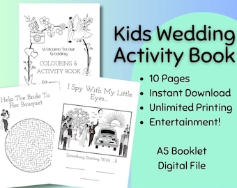 Personalised Wedding activity | Printable - Instant download | Kids Wedding Activity Book | Wedding Activity| Digital Download Activity Book