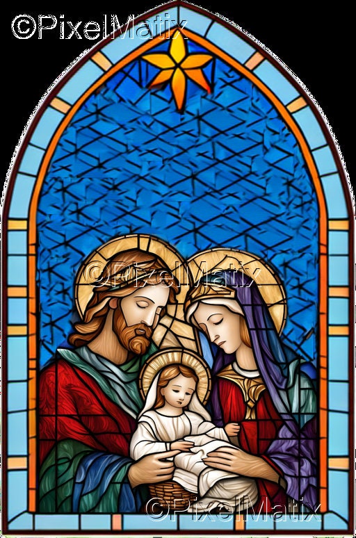 Holy Family: Stained Glass Style Nativity Scene Digital Download - Etsy