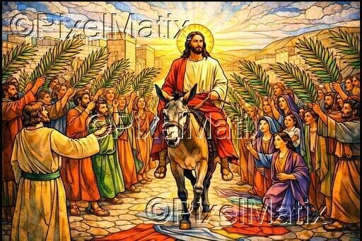 Jesus Riding Into Jerusalem on the Colt of a Donkey - Palm Sunday ...