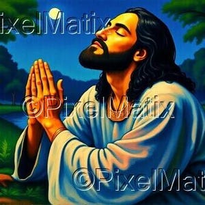 Jesus Praying in the Garden of Gethsemane: Oil Painting - Digital Download