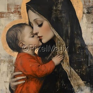 Madonna - Santa Mãe e Criança - Coleção (Conjunto de 5 Cartões) Apresentando Santa Maria com o Menino Jesus - Volume II - Download Digital