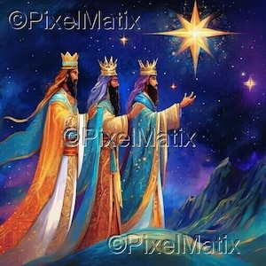 Arrival of the Magi: Impressionistic Style Nativity Painting of The Three Kings of Orient - Digital Download