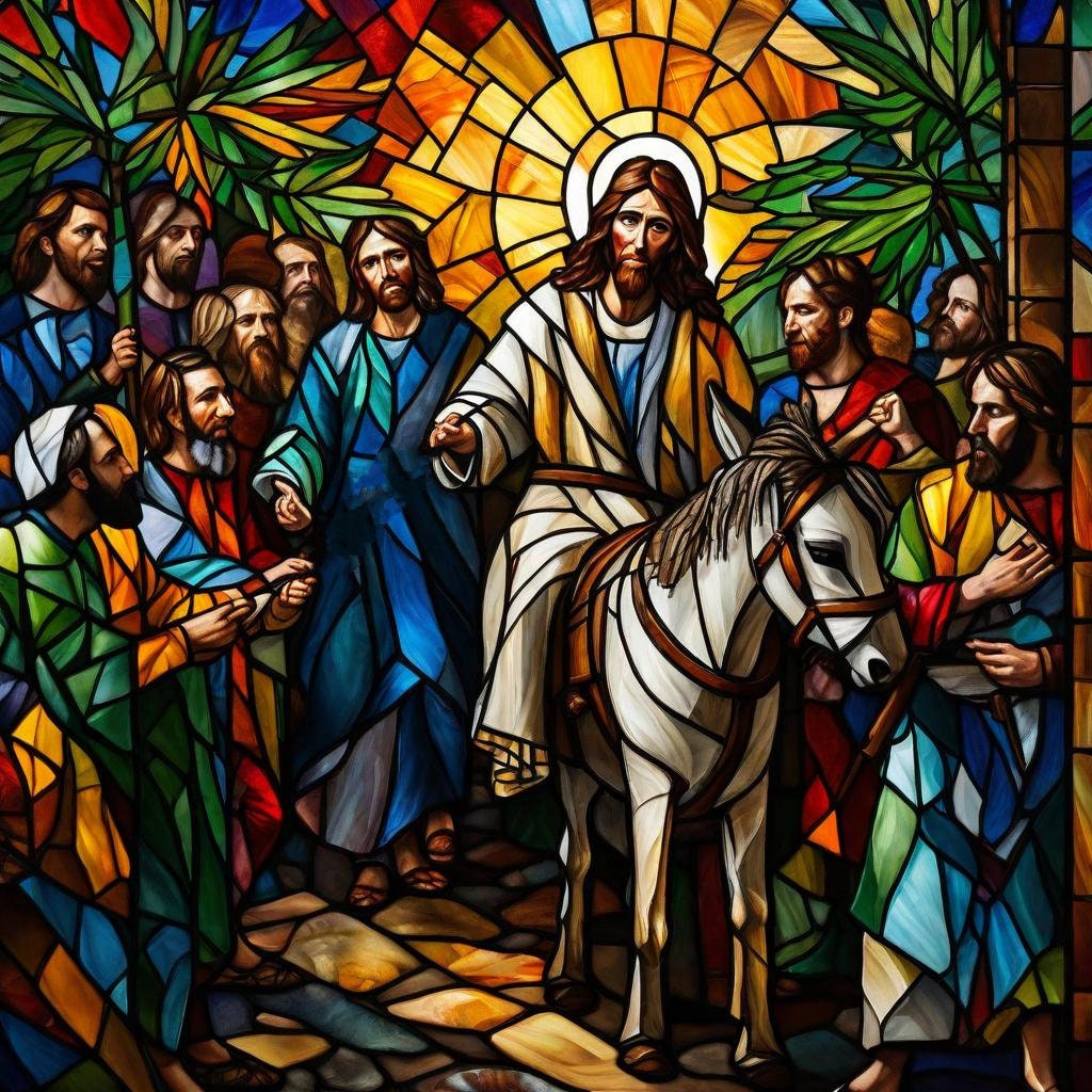 Hosanna - Jesus' Triumphal Entry Into Jerusalem: Palm Sunday Stained ...
