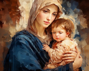Madonna - Holy Mother and Child - Collection (Set of 5 Cards) Featuring St. Mary with Baby Jesus - Volume I - Digital Download