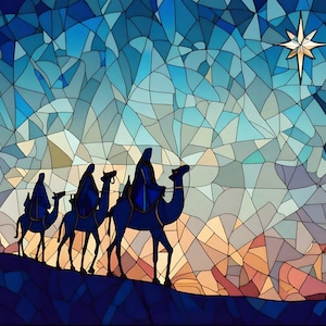 Journey of the Magi: Stained Glass Style Nativity - Digital Download