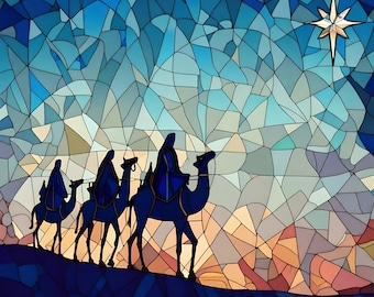 Journey of the Magi: Stained Glass Style Nativity - Digital Download