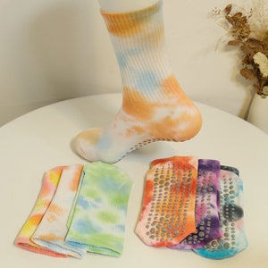 Tie-Dye Pilates Socks: Anti-Slip Grippy Fitness Socks
