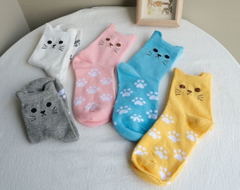 Cat socks, animal collection socks, socks with pictures, sock gifts, personalised socks, casual socks, ladies warm socks