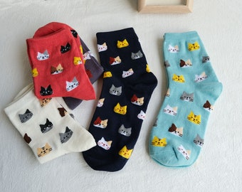 Calcetines de gato, calcetines personalizados, calcetines casuales para mujer, calcetines de alta calidad, calcetines estampados, calcetines de regalo