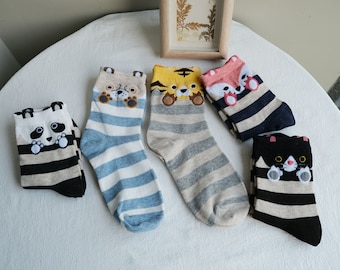 Animal series socks, socks with pictures, socks gifts, women's casual socks, women's warm socks
