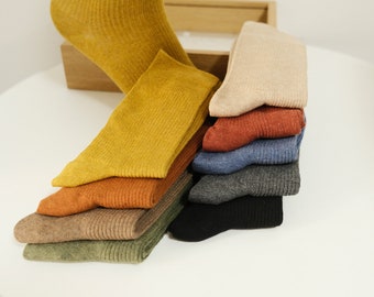Bequeme Socken für Damen, lässige Herbstsocken, UK 4–6,5, einfarbige Baumwollsocken, Damen-Vintage-Socken, Damensocken im britischen Stil