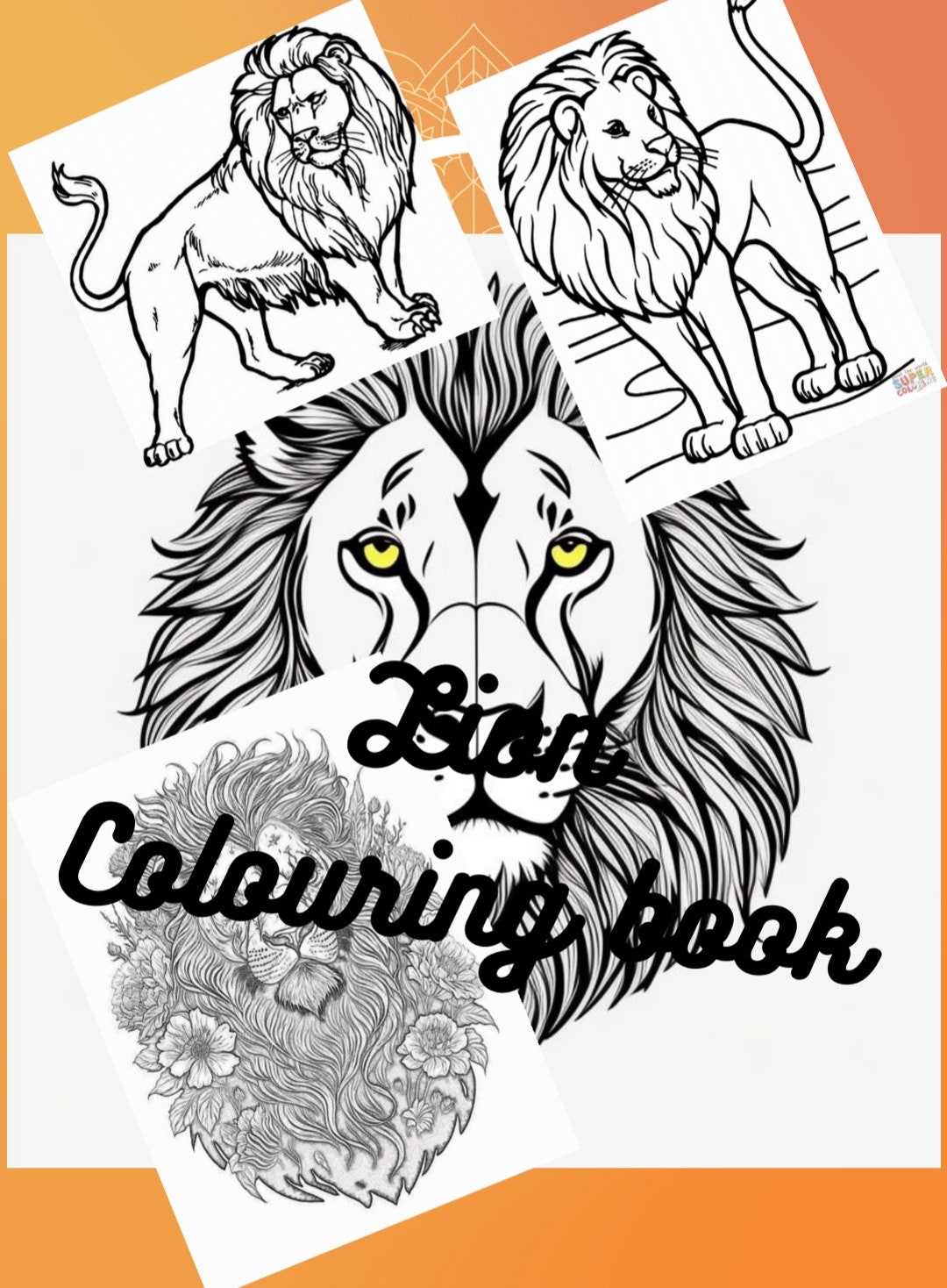 Lion Colouring Book Colouring Book Animals Colouring Book - Etsy