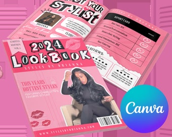 Viral Magazine Template Design, Beauty Industry Catalog, Booking Magazine, Hair Catelog, School Design, Mean Girls Inspired,Beauty Template