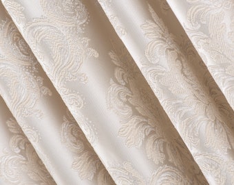 100% Blackout Luxury Damask Pinch Pleated Curtains For Bedroom and Living Rooms. Jacquard Blackout Drapes For Rods and Tracks. 11 Colors.