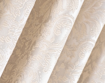 100% Blackout Luxury Jacquard Curtains, Triple Pleat Floral Drapes, Custom Extra Long Heavy Drapery for Living Room & Bedroom, 11 Colors.