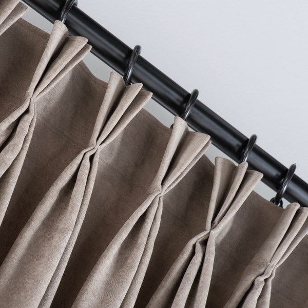Triple French Pleated Linen Curtains, 35 Colors.