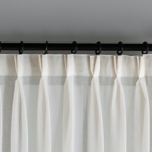 White Linen Sheer Curtains, Custom Linen Pinch Pleated Curtains.