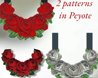 4 patterns of the Rose necklace in PDF. (2 in peyote and 2 in loom). Miyuki beads 11/0