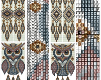 Patterns "Little Owl" in peyote and loom (2 files in PDF). Used Miyuki beads 11.