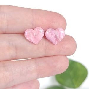 Heart Stud Earrings | Pink Marble Collection | Polymer Clay Earrings | Studs | Lightweight | Marbled Stone Jewelry