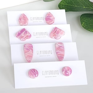Stud Earrings | Pink Marble Collection | Polymer Clay Earrings | Studs | Lightweight | Marbled Stone Jewelry