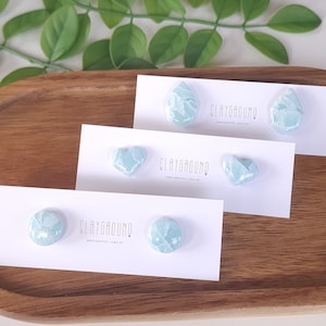 Stud Earrings | Blue Marble Collection | Polymer Clay Earrings | Studs | Lightweight