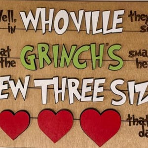 Grinches Heart Grew Three Sizes Sign Wooden Laser Engraved Sign - Etsy