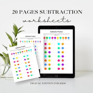 20 Pages Subtraction Worksheets for Kids