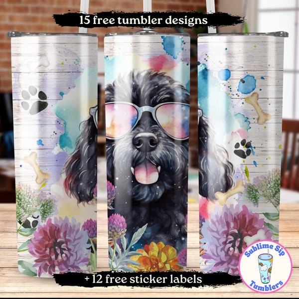 Poodle Dog Tumbler Wrap 20 oz Skinny Tumbler Sublimation, Instant Download, Sublimation PNG, Straight & Tapered, Cool Puppy Tumbler Wrap