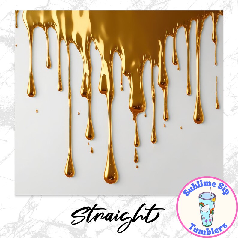 3D Dripping Paint Gold Tumbler Wrap 20 Oz Skinny Tumbler Sublimation