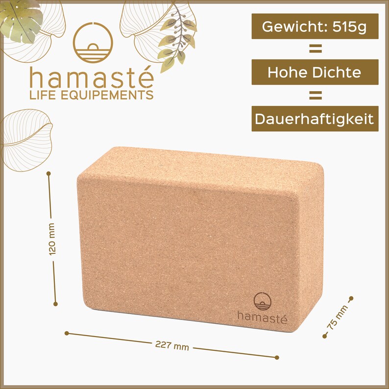 10x Stück - Hochdichter Naturkork-Yogablock, antibakteriell und rutschfest. Hergestellt in der EU zdjęcie 6