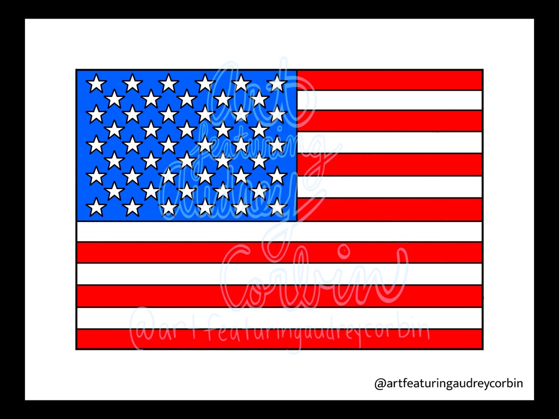 United States Flag Coloring Page for Kids and Adults Instant Download ...