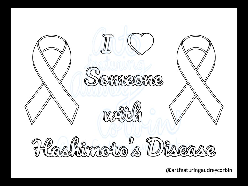 Hashimoto's Disease Awareness Coloring Pages Ribbon Designs for Kids ...