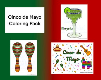 Páginas para colorear del Cinco de Mayo Diseños de Fiesta del Cinco de Mayo para niños y adultos Descarga digital imprimible