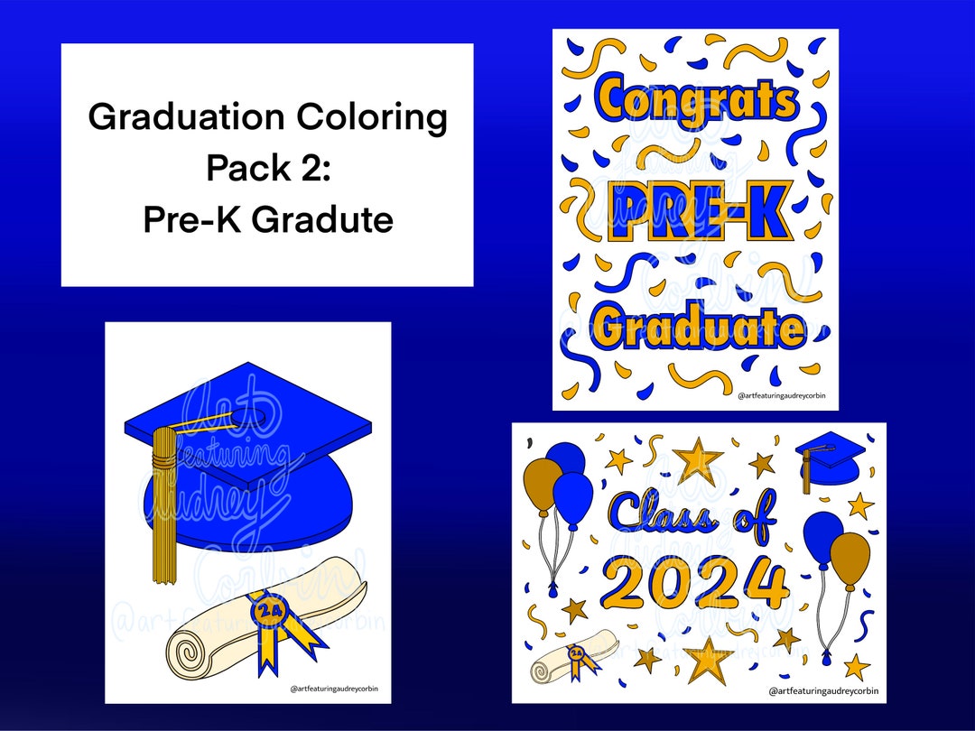 Pre K Graduation Coloring Page with Caps and Gowns