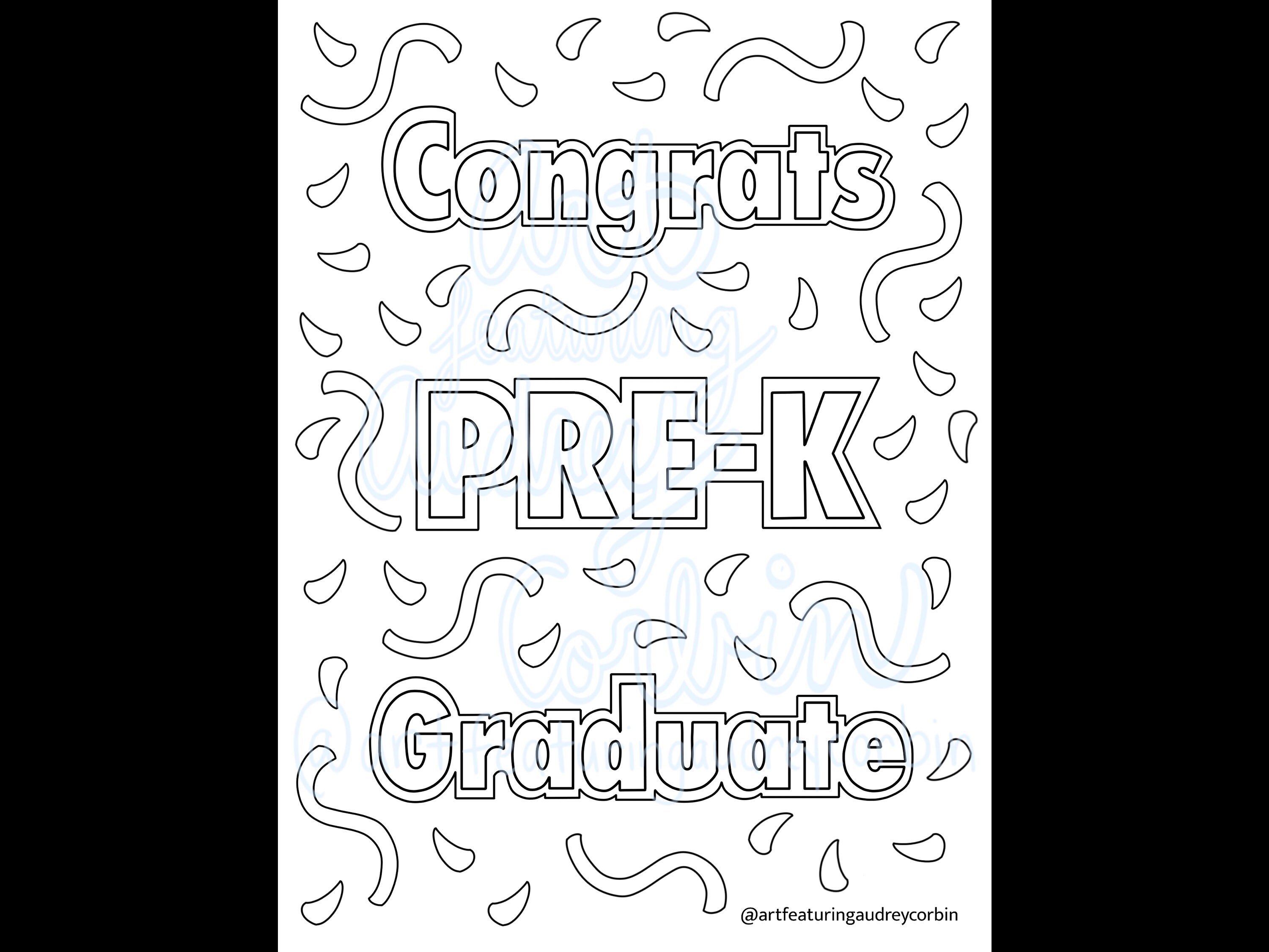Pre K Pre School Graduation Coloring Pages for Kids and Adults Instant