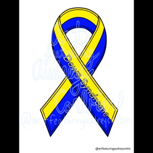 Down Syndrome Awareness Two Tone Ribbon Coloring Page for Adults and Kids Digital Download Coloring Page Print at Home