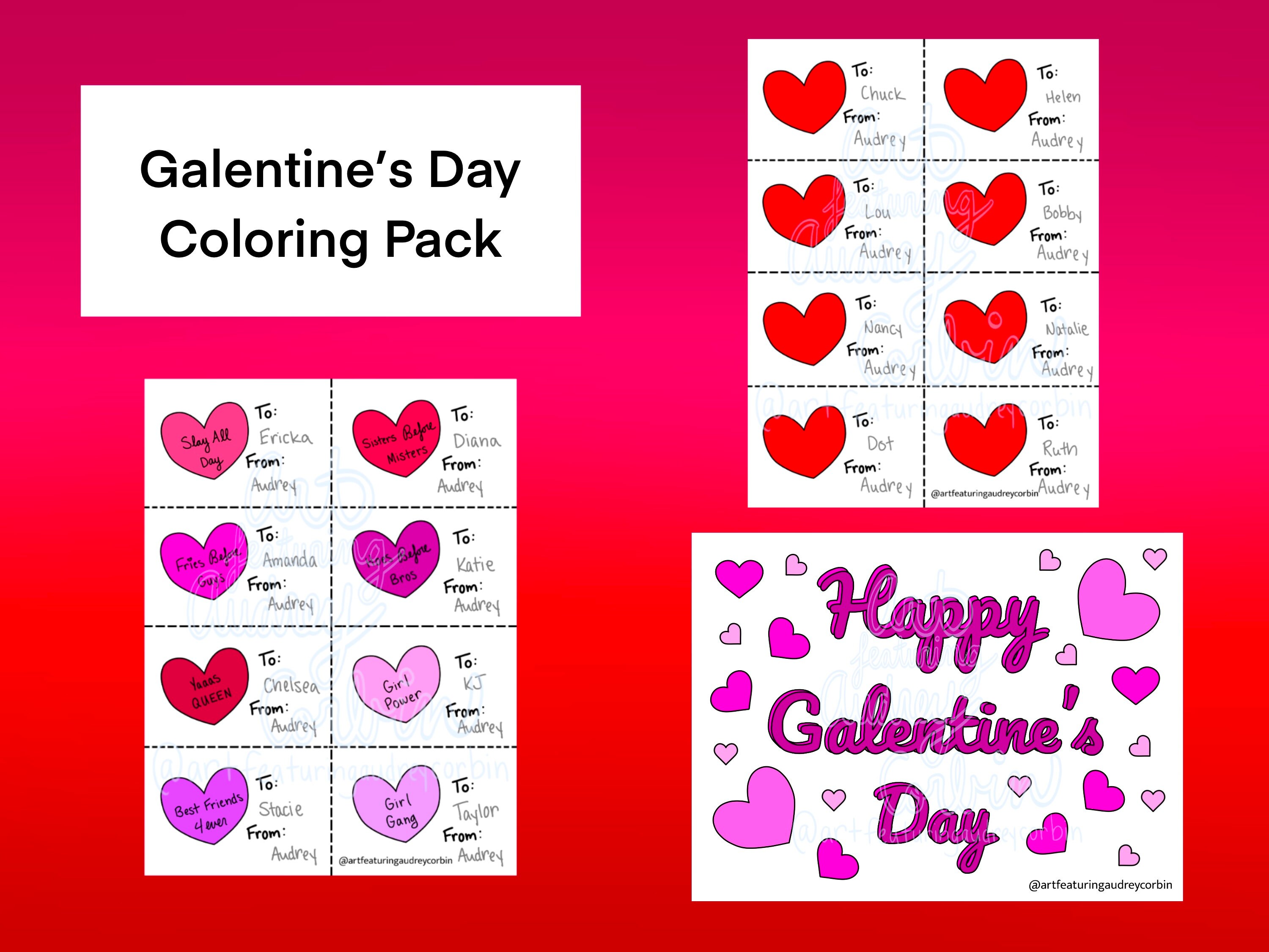 Galentine's Day Coloring Pages for Kids and Adults Instant Download ...
