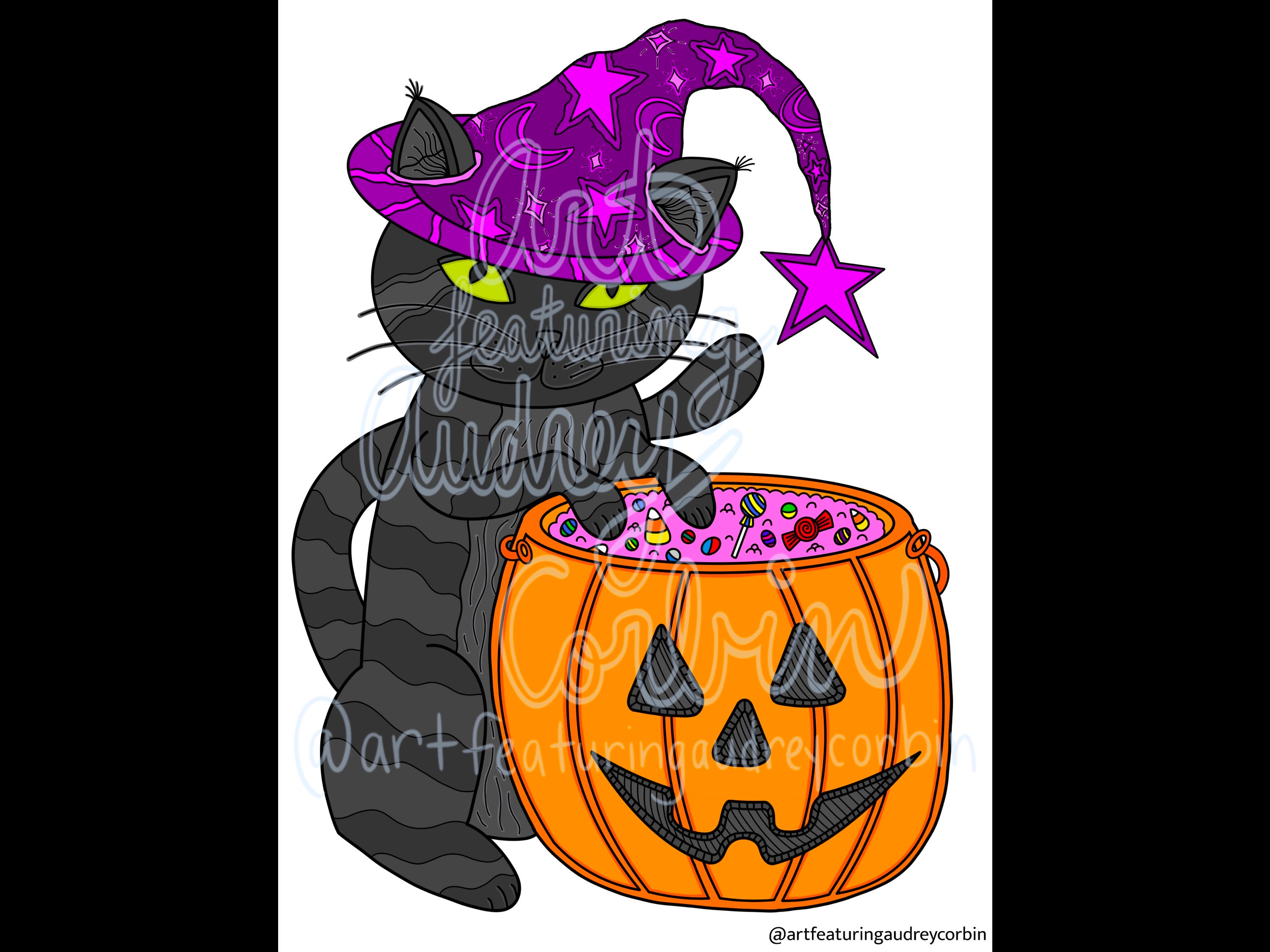 Black Cat Halloween Coloring Page for Adults and Kids Digital - Etsy