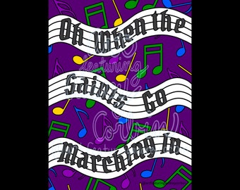 When the Saints Go Marching In Music Note Coloring Page for Kids and Adults Instant Download Coloring Page Digital Download Easy Printable