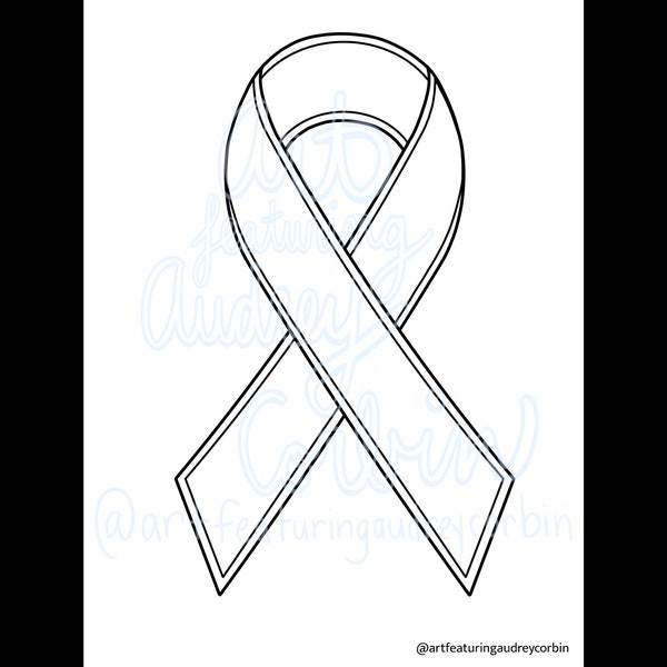 Basic Awareness Ribbon Coloring Page for Kids and Adults Digital Download Coloring Page