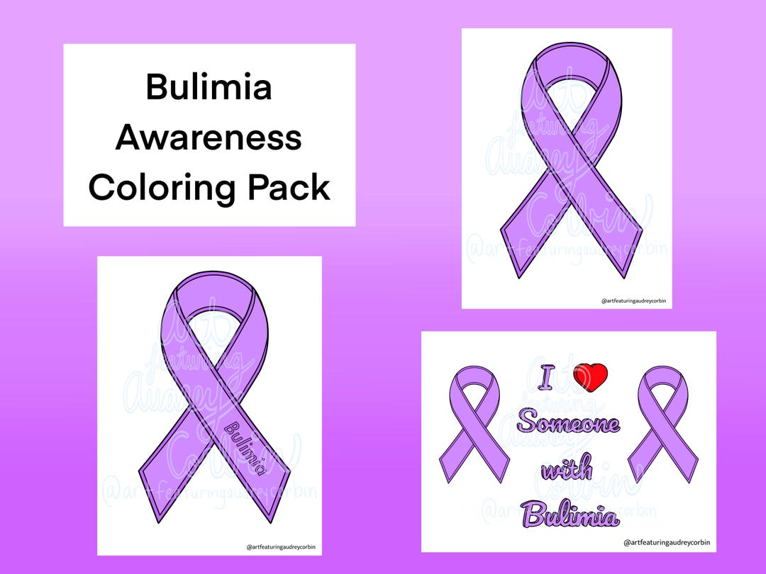 Bulimia Awareness Coloring Pages Ribbon Designs for Kids and Adults ...