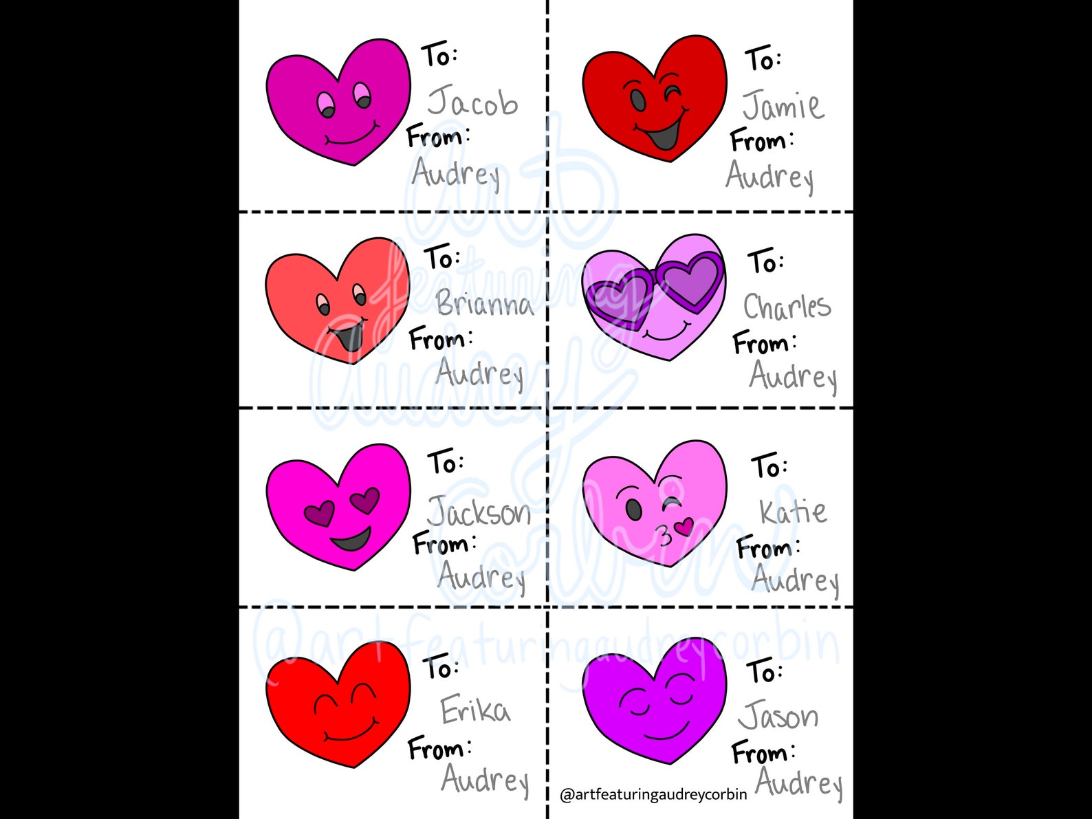 DIY Valentines Heart Emojis Coloring Page for Kids and Adults Instant