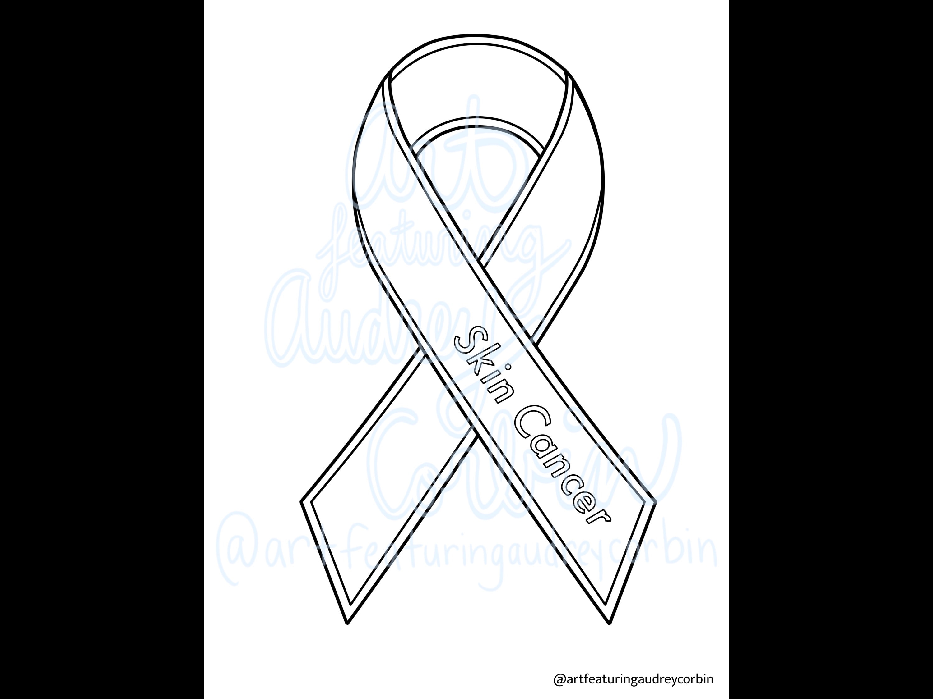 Skin Cancer Awareness Ribbon Coloring Page for Kids and Adults Instant ...