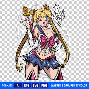 Premium Anime Vector File, Layered & Grouped by Color, Ready For DTF, DTG, Sublimation Printing, Anime png for shirts, svg, ai, eps, png hd