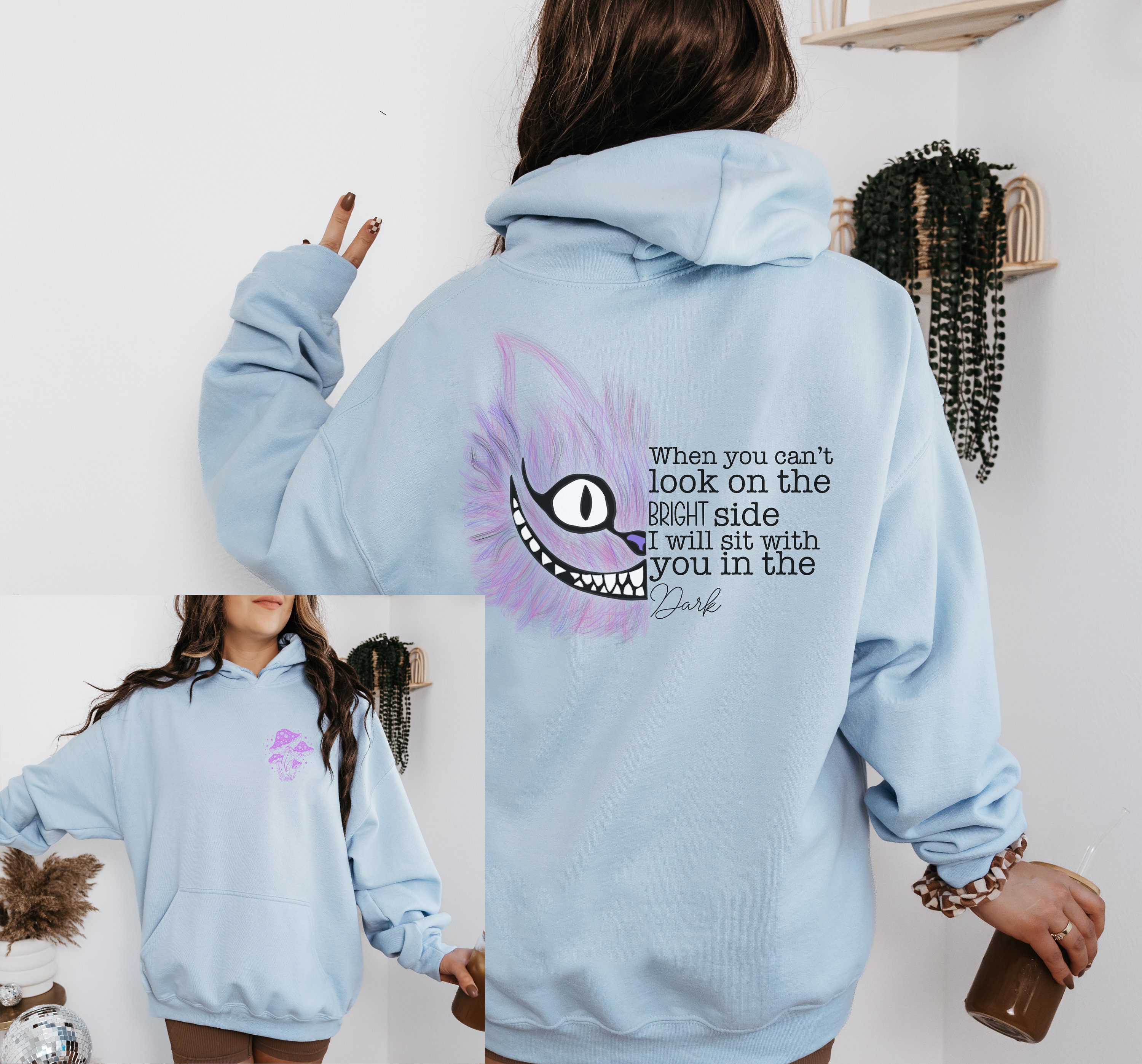Cheshire Cat Unisex Sweatshirt, I Will Sit With You in the Dark, Alice