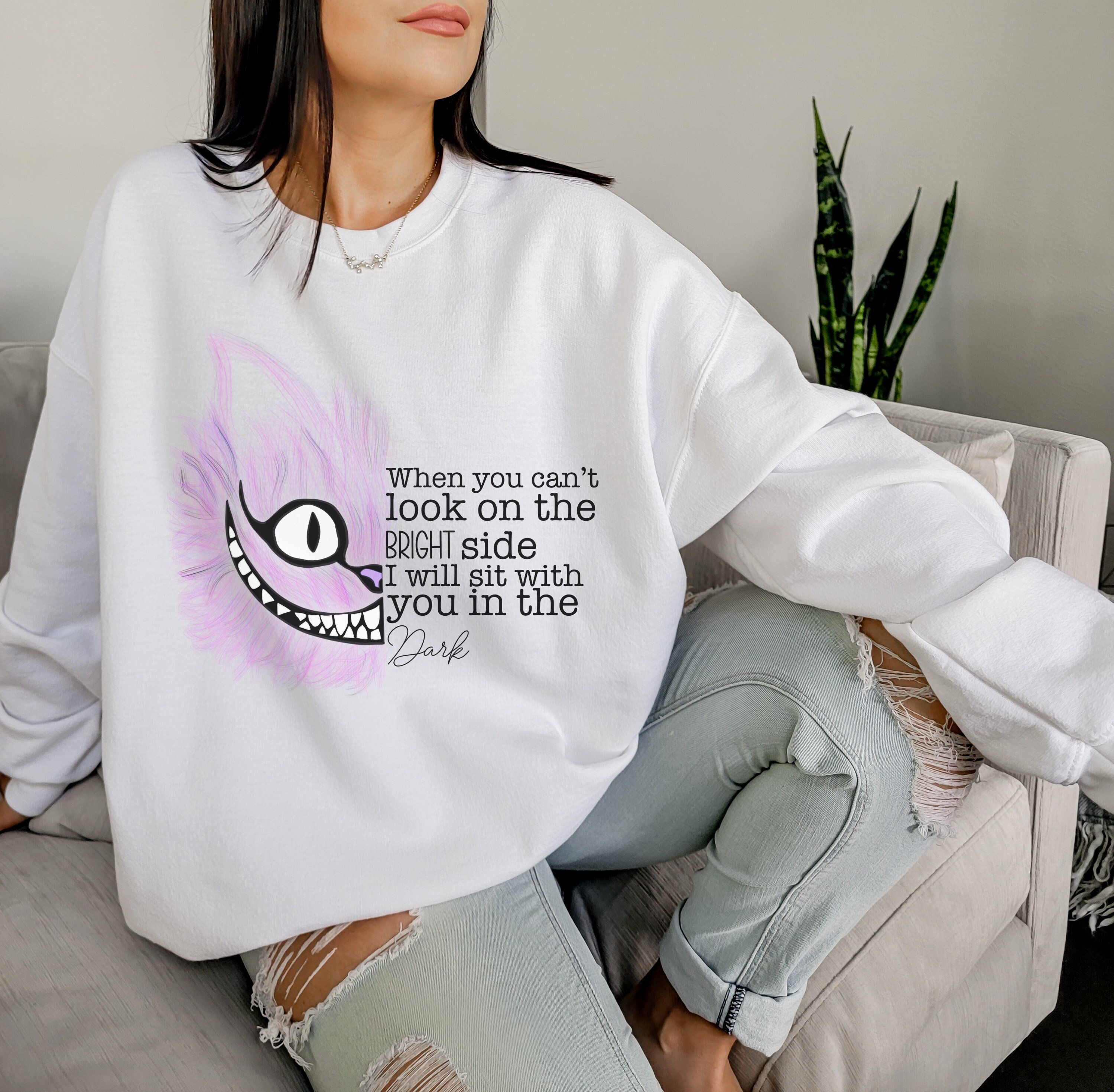 Cheshire Cat Unisex Sweatshirt I Will Sit With You in the Etsy