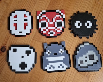 Studio Ghibli Pixel Coasters 3D Printed