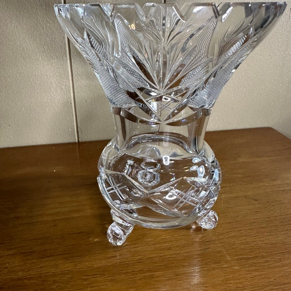 Vintage Heavy Thick Clear Glass Vase