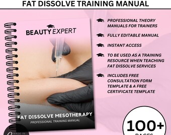 Fettauflösung Mesotherapie bearbeitbares Trainingsbuch - Sofortiger Download PLUS kostenlose Beratung, Zertifikat & Nachsorgekarte